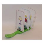 Using a hairbrush to hold picture cards