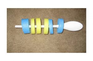 Wooden spoon with pool noodle beads